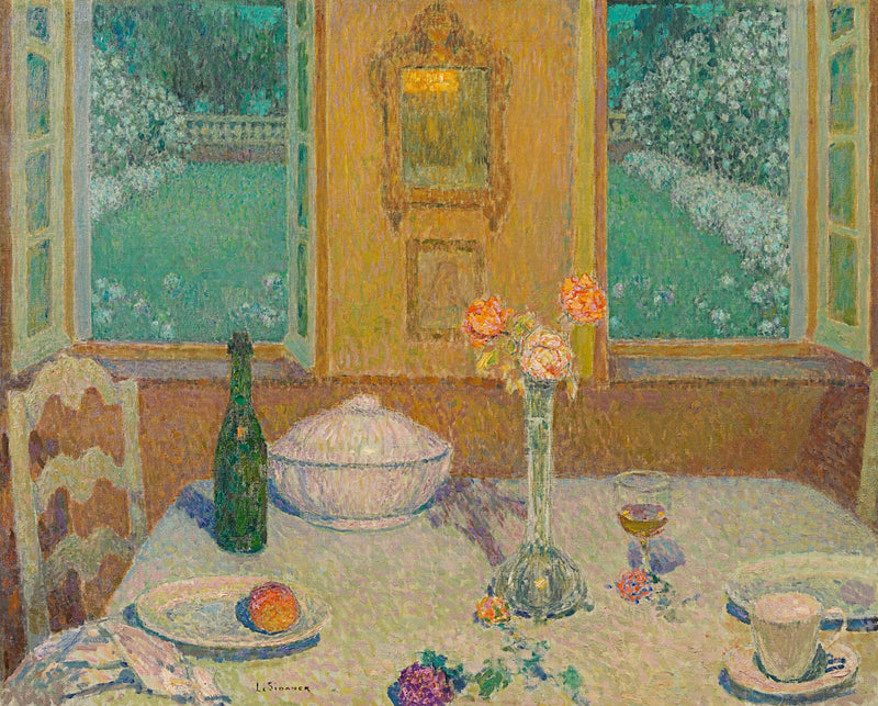 Der Tisch im blühenden Garten bei Dämmerung, Gerberoy - Henri Le Sidaner