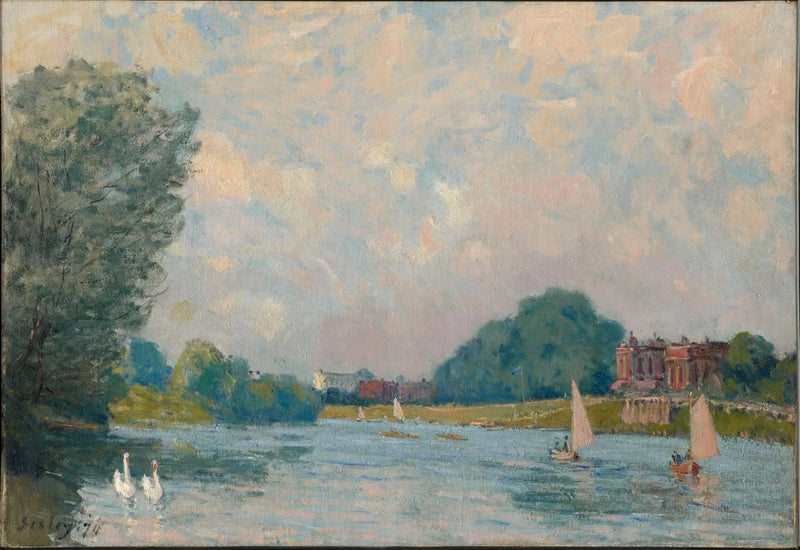 Die Themse bei Hampton Court - Alfred Sisley