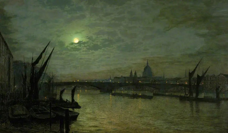 Die Themse im Mondschein mit der Southwark-Brücke, London - John Atkinson Grimshaw