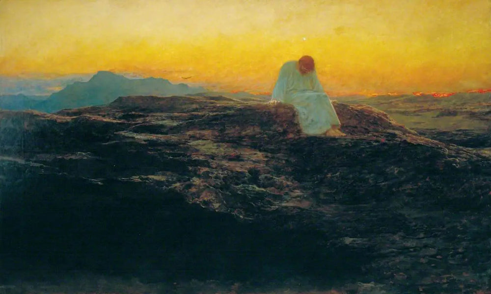 La tentation dans le désert - Briton Rivière image 1 copie peinte à la main à l’huile