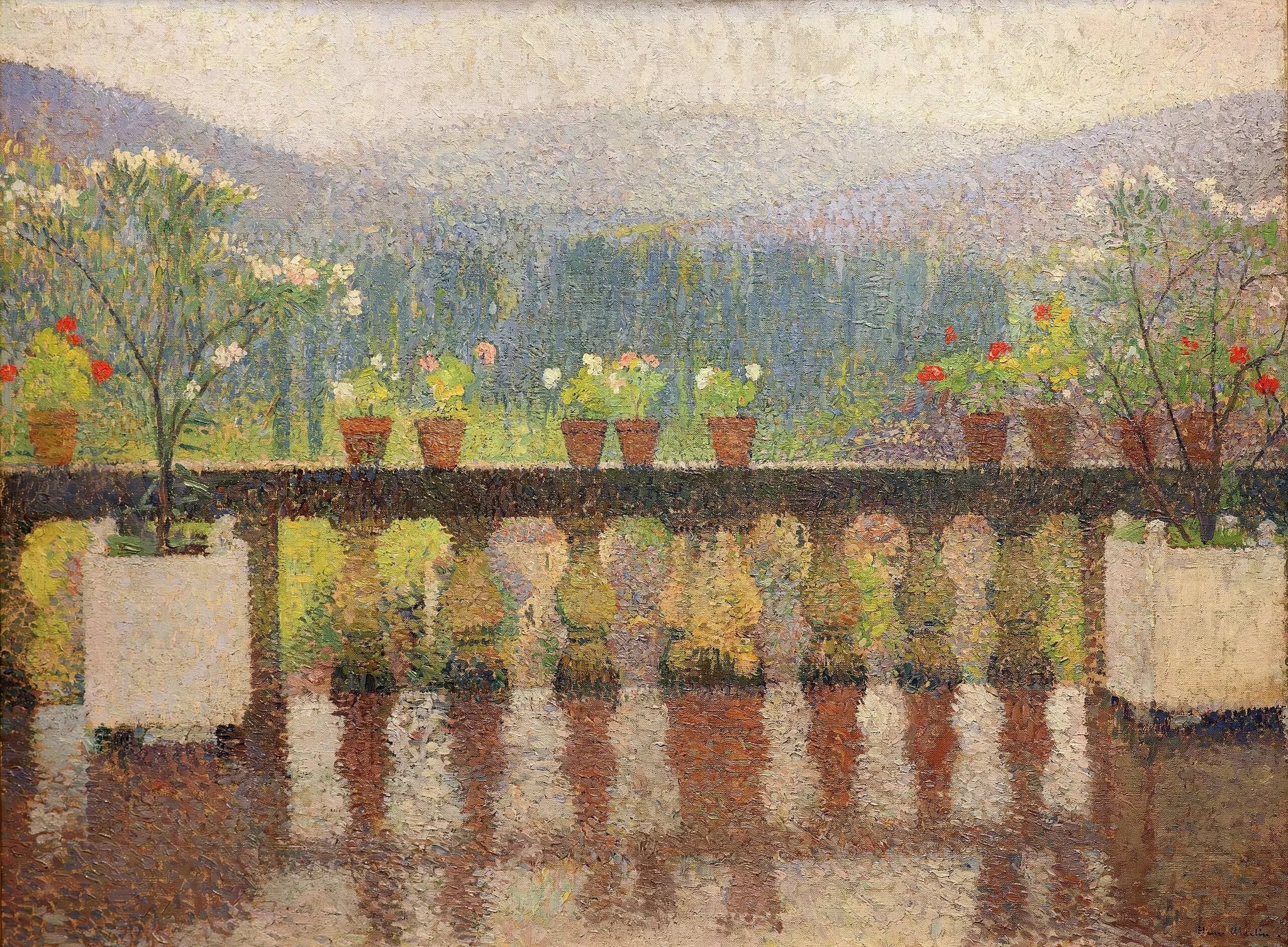 La terrasse à Marquayrol, temps pluvieux - Henri-Jean Guillaume Martin image 1 copie peinte à la main à l’huile