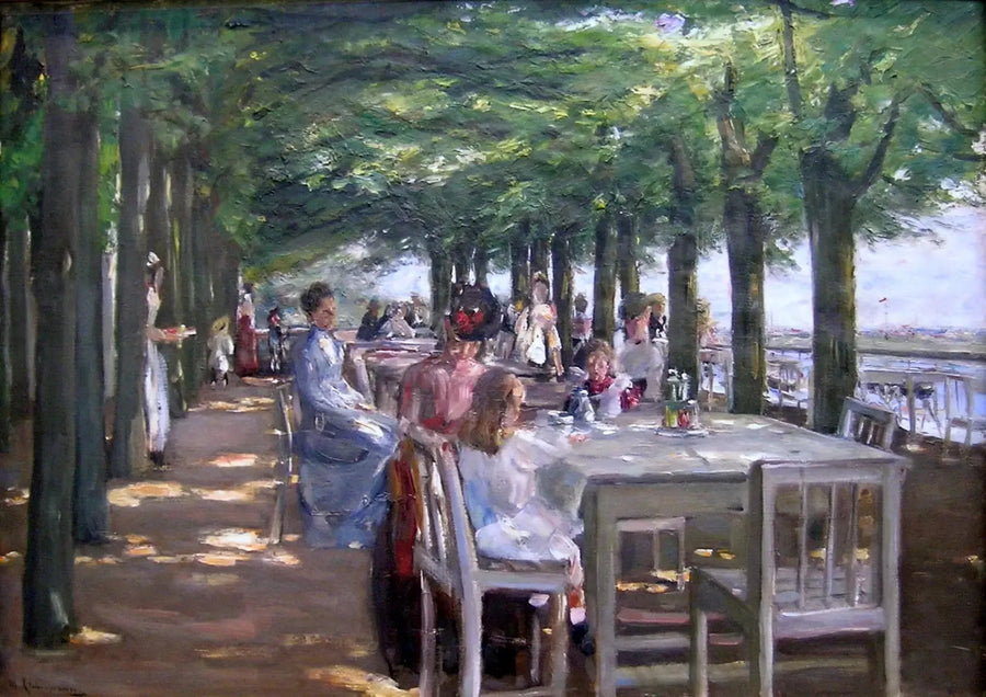 Die Terrasse des Hotels Louis C. Jacob in Nienstedten an der Elbe - Max Liebermann