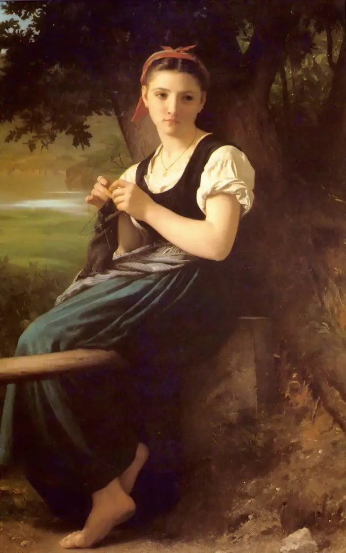 Die Strickerin - Bouguereau