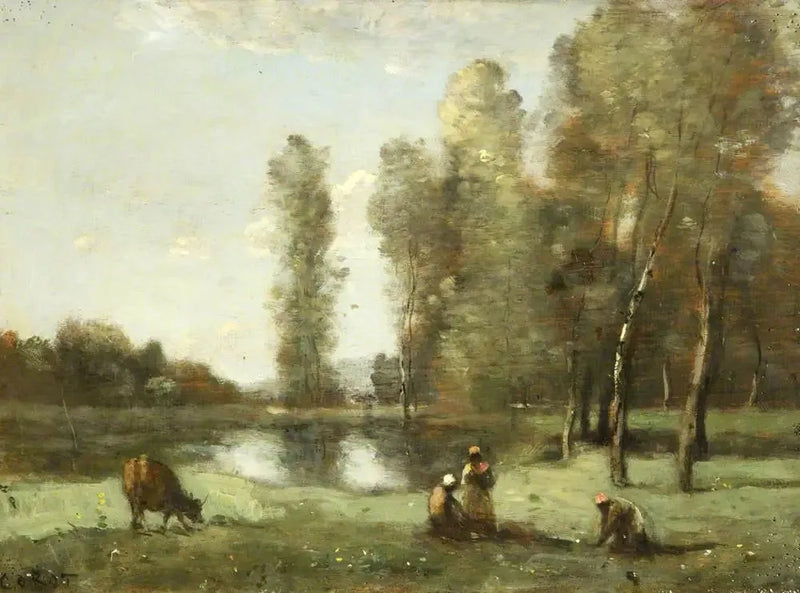Die Kuh am Wassertränke - Jean-Baptiste Camille Corot