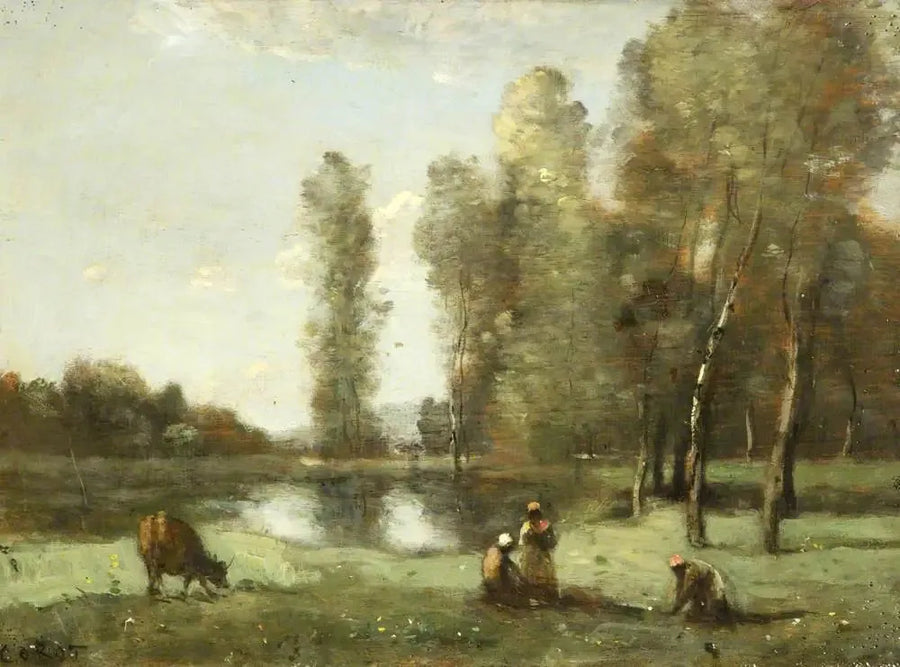 Die Kuh am Wassertränke - Jean-Baptiste Camille Corot