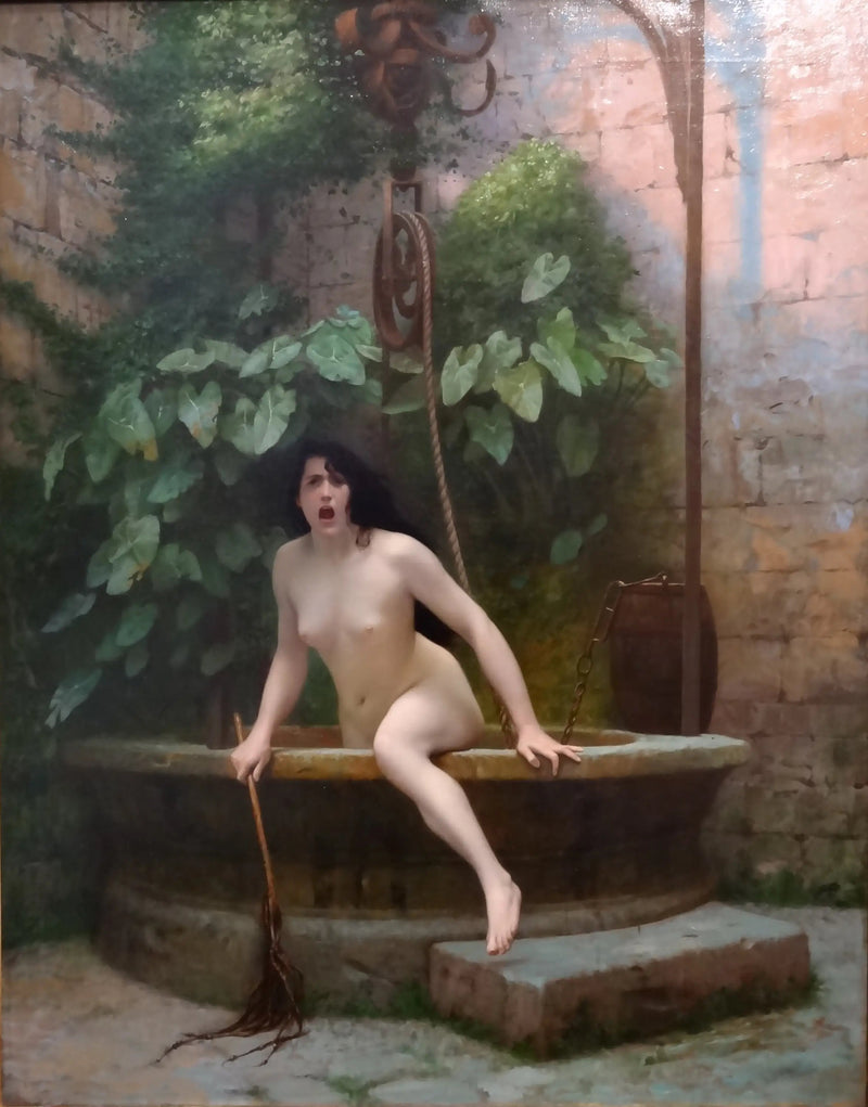 Die Wahrheit, die mit ihrem Stock bewaffnet aus dem Brunnen kommt, um die Menschheit zu bestrafen - Jean-Léon Gérôme