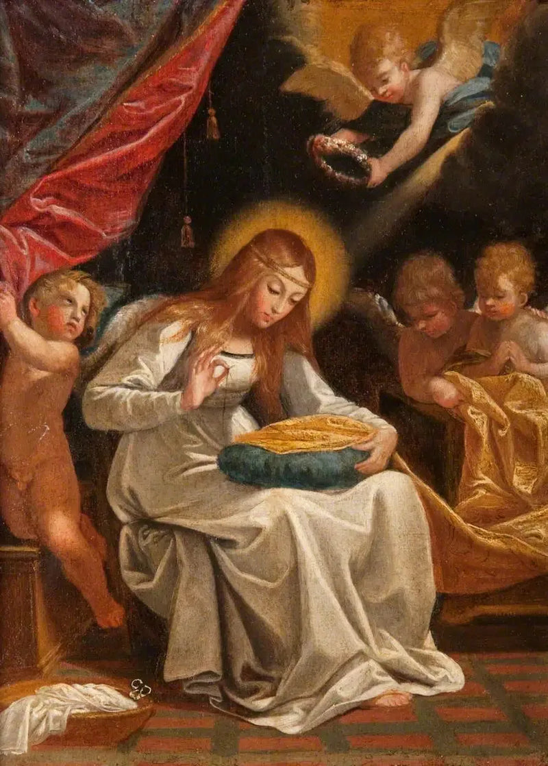 Die Jungfrau beim Nähen - Guido Reni
