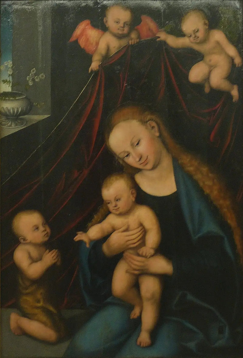 Die Jungfrau mit dem Kind, verehrt von Johannes dem Täufer - Lucas Cranach der Ältere