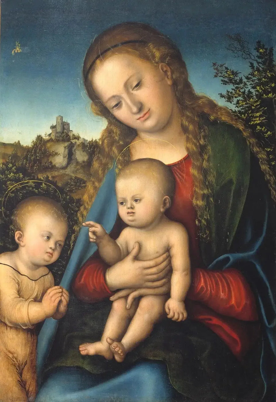 Die Jungfrau mit dem Kind, verehrt von dem heiligen Johannes dem Jüngeren - Lucas Cranach der Ältere