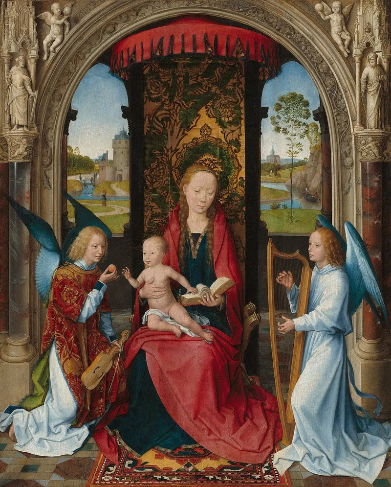 Die Jungfrau mit dem Kind und Engeln - Hans Memling