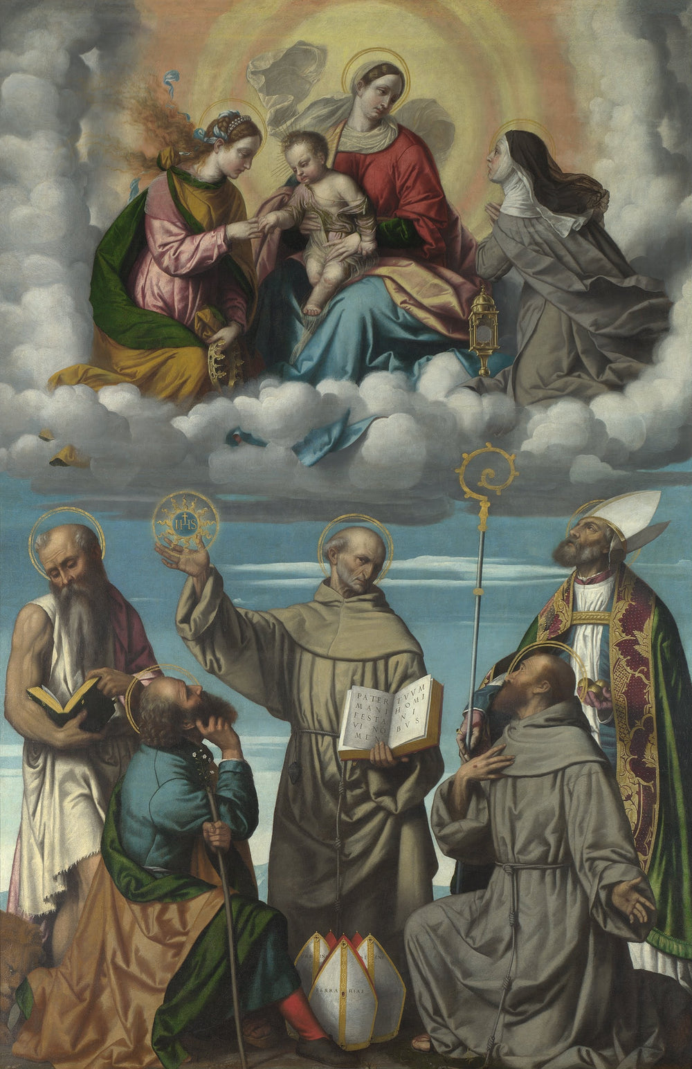 La Vierge à l'Enfant avec des saints - Alessandro Bonvicino image 1 copie de tableau peinte à la main