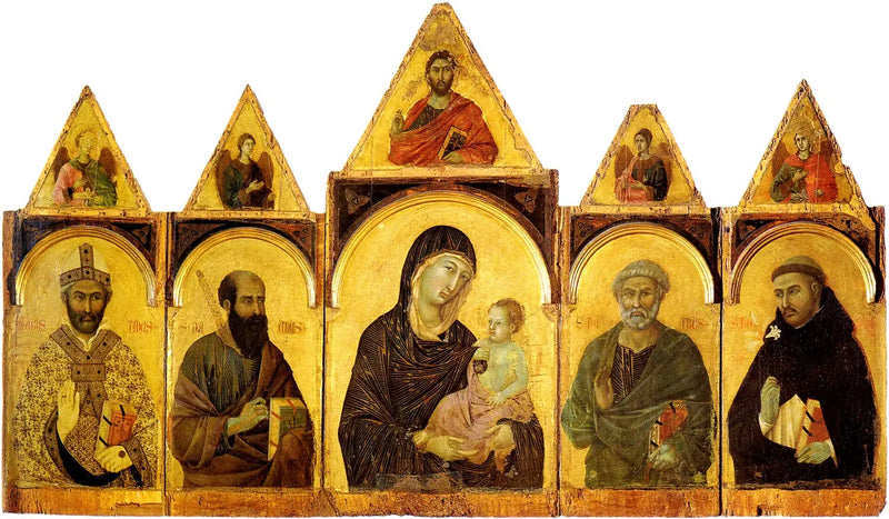 Die Jungfrau mit dem Kind und Heiligen - Duccio di Buoninsegna