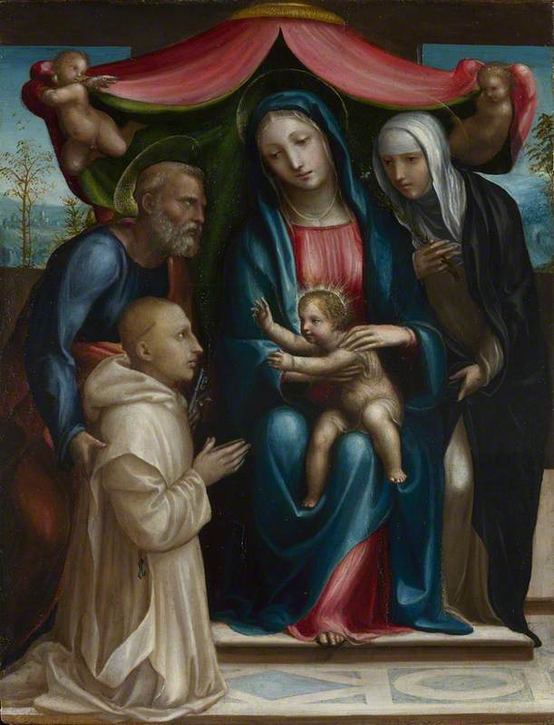 Die Jungfrau mit dem Kind mit Heiligen und einem Spender - Il Sodoma (Giovanni Antonio Bazzi)