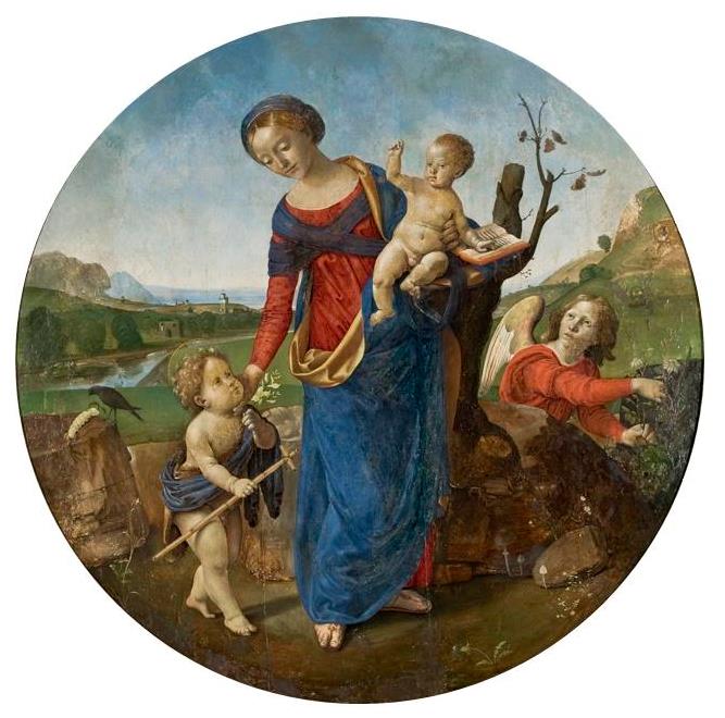 La Vierge à l'Enfant avec le jeune saint Jean-Baptiste et un ange - Piero di Cosimo image 1 tableau peint à l’huile sur toile
