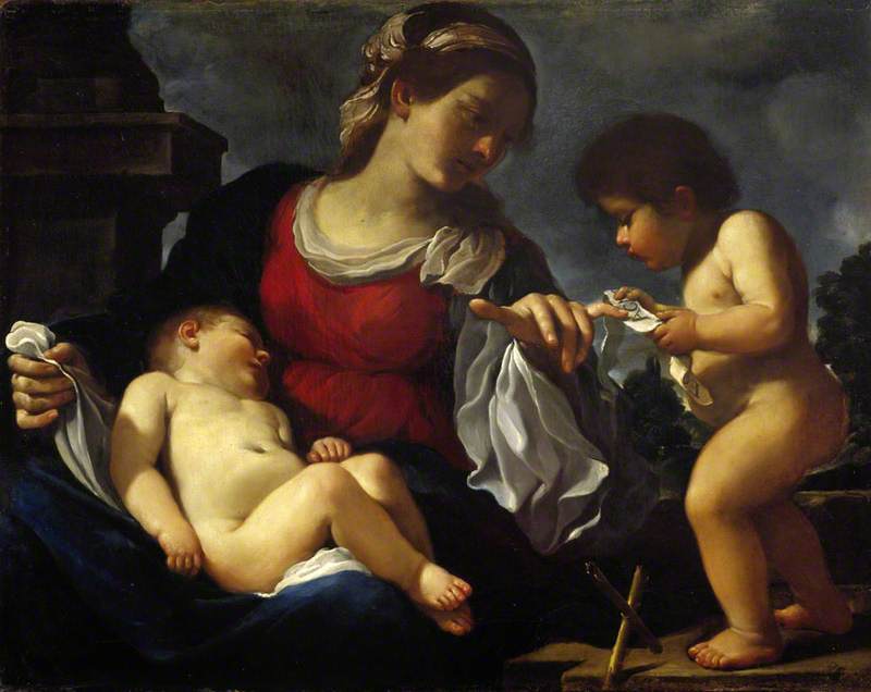 Die Jungfrau mit dem Kind und dem jungen Johannes dem Täufer - Guercino