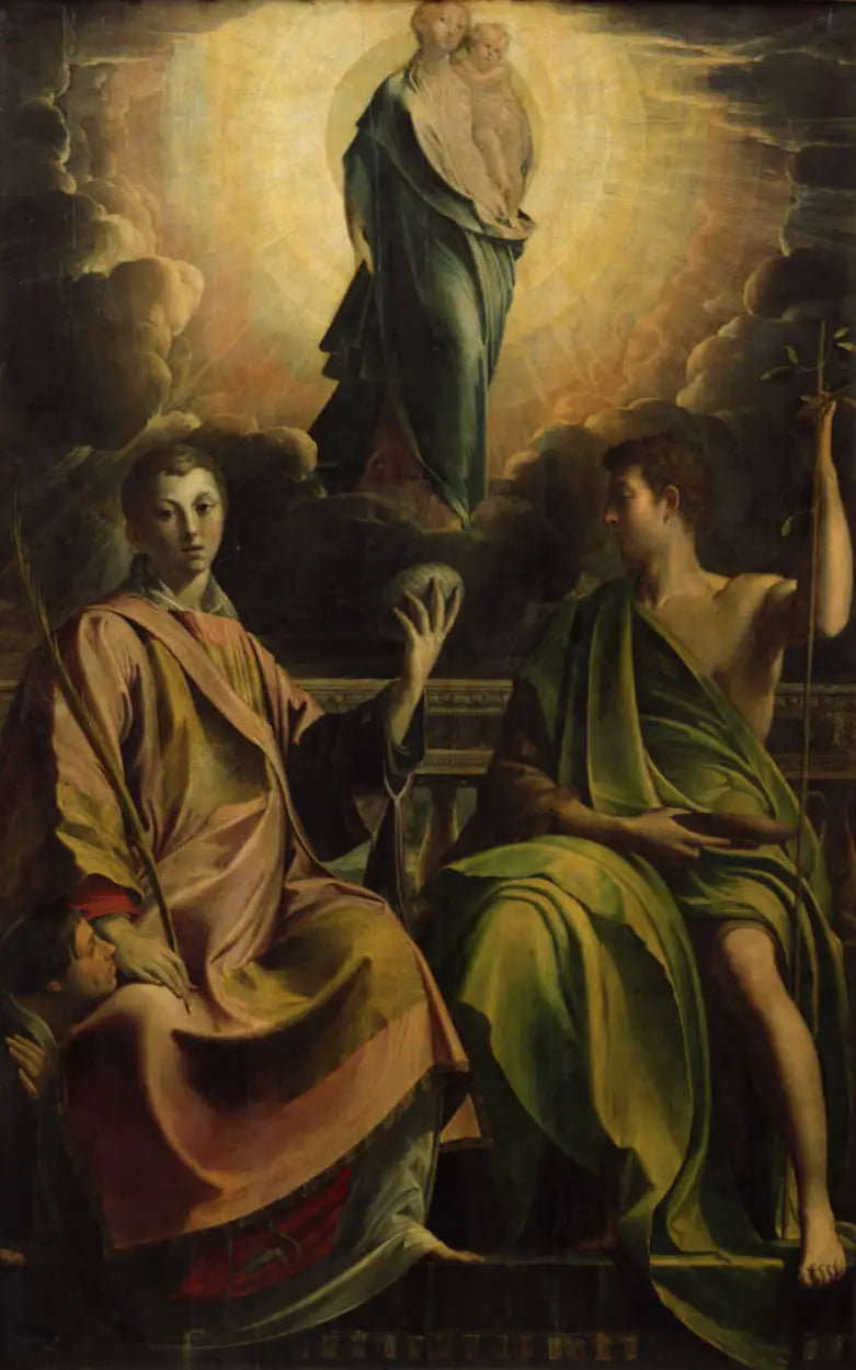 Die Jungfrau mit dem Kind mit den Heiligen Stephanus und Johannes dem Täufer - Parmigianino