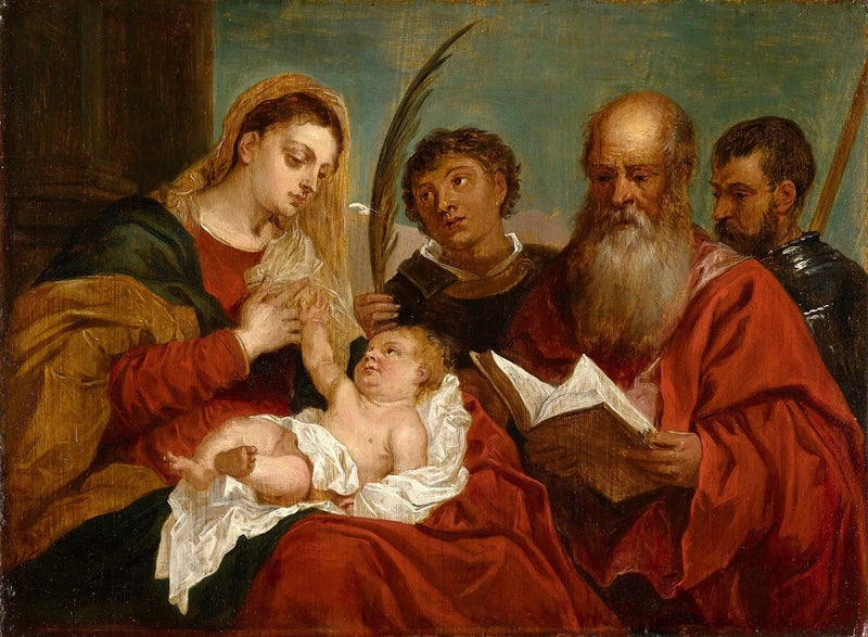 Die Jungfrau mit dem Kind mit den Heiligen Stephan, Hieronymus und Mauritius - David Teniers der Jüngere