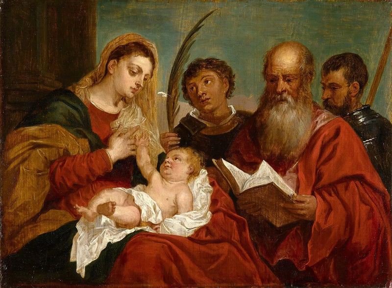 Die Jungfrau mit dem Kind mit den Heiligen Stephan, Hieronymus und Mauritius - David Teniers der Jüngere