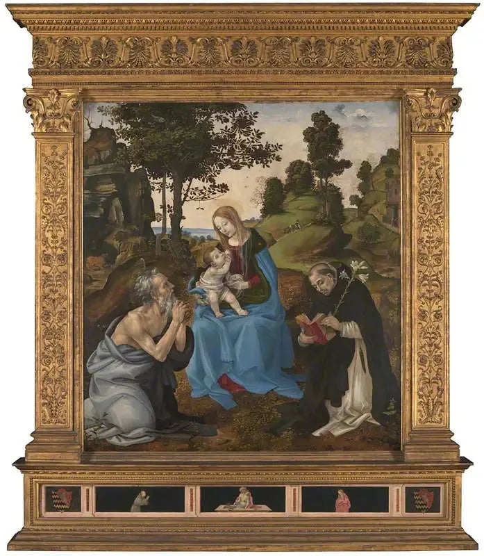 Die Jungfrau mit dem Kind mit den Heiligen Hieronymus und Dominikus - Filippino Lippi