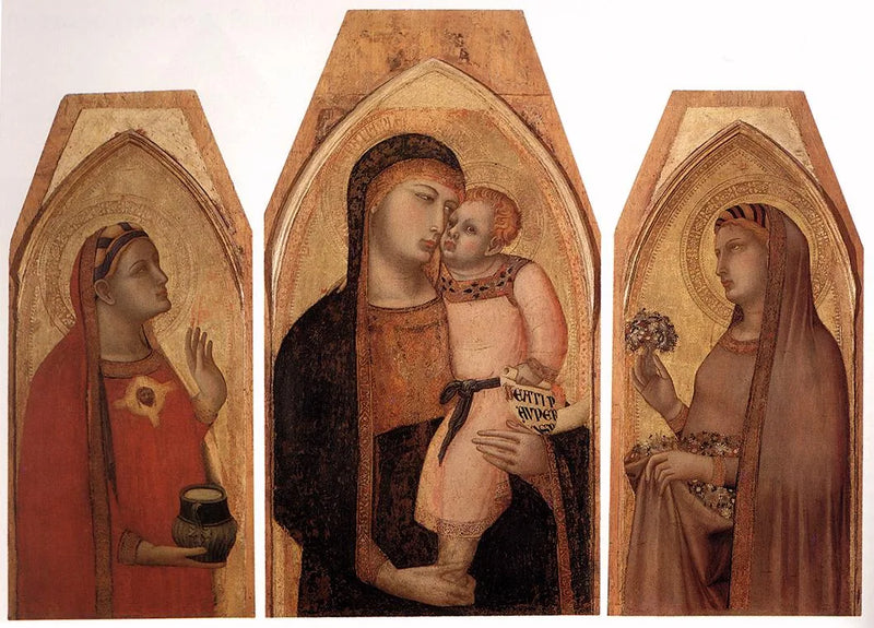Die Jungfrau mit dem Kind mit Maria Magdalena und der heiligen Dorothea - Ambrogio Lorenzetti