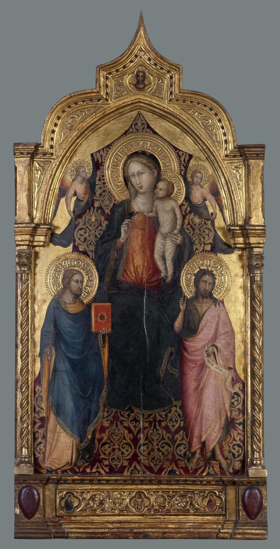 La Vierge à l'Enfant, avec saint Jacques le Jeune, saint Jean-Baptiste et des anges - Bicci di Lorenzo image 1 tableau peint à l’huile sur toile