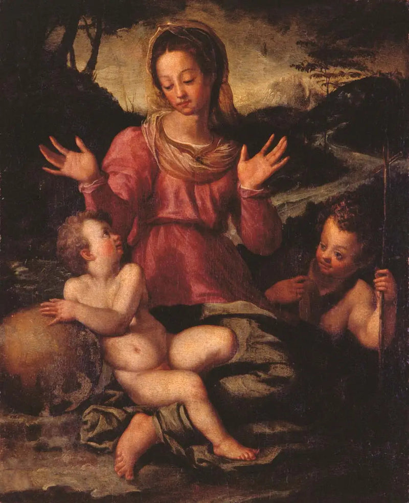 Die Jungfrau mit dem Kind und Johannes dem Täufer - Andrea del Sarto