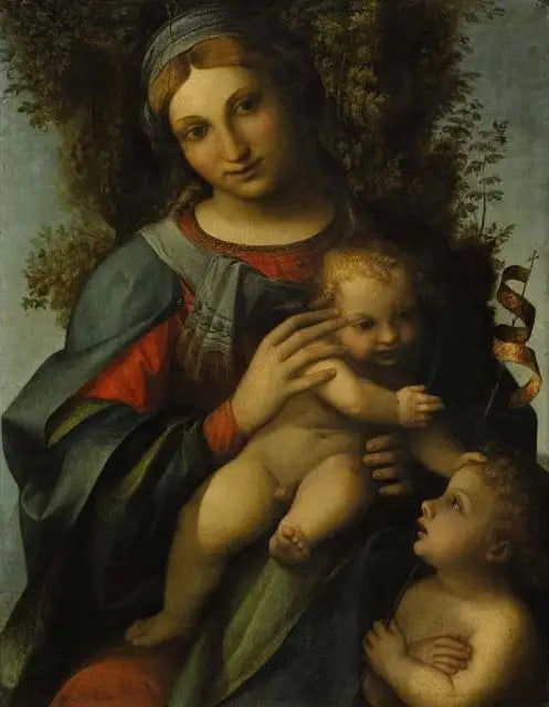 Die Jungfrau mit dem Kind und dem heiligen Johannes dem Täufer als Kind - Antonio da Correggio