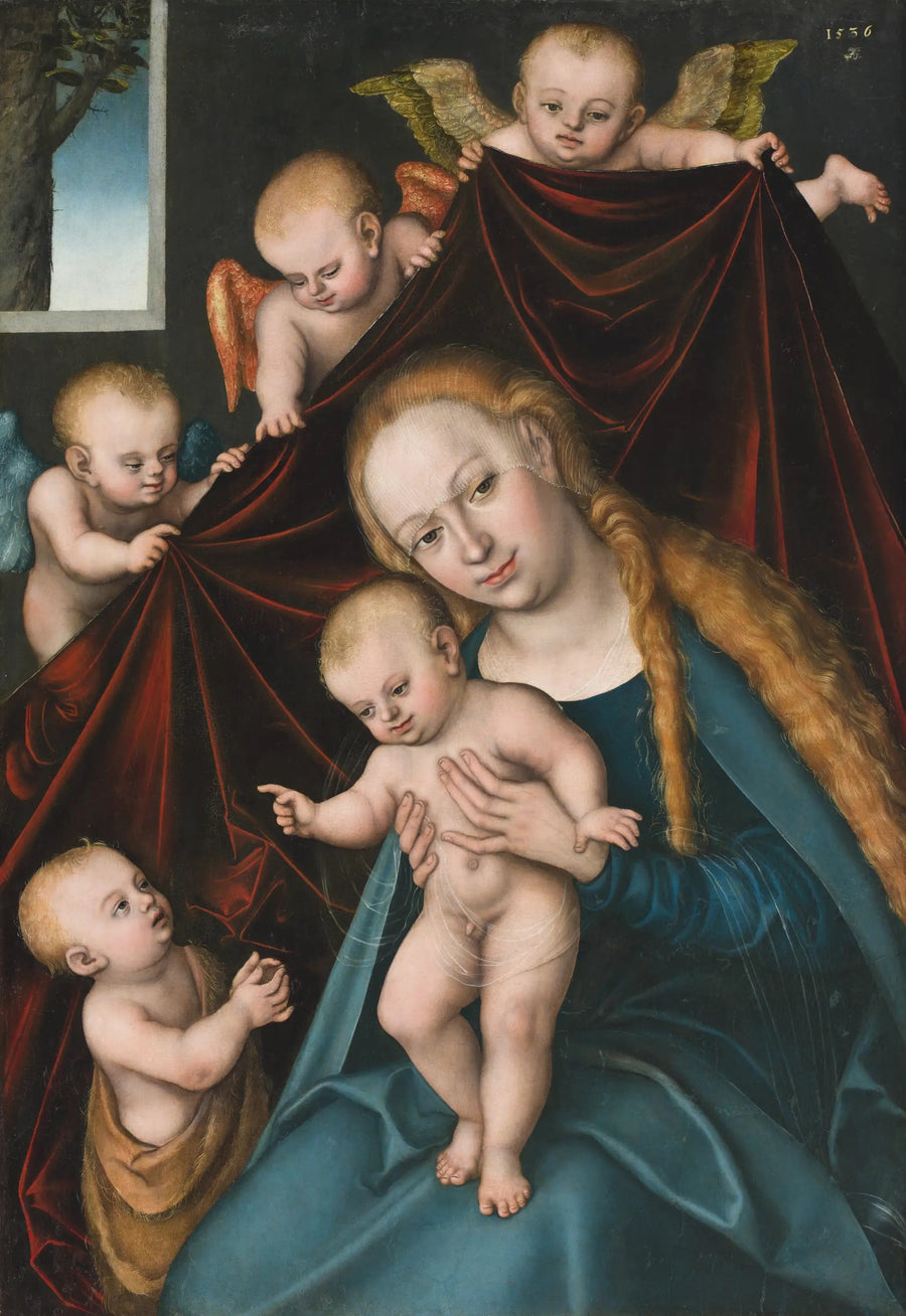 Die Jungfrau mit dem Kind und den heiligen Johannes dem Täufer und Engeln - Lucas Cranach der Ältere
