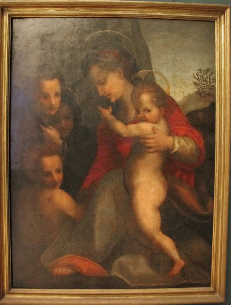 Die Jungfrau mit dem Kind, dem heiligen Johannes dem Täufer und Engeln - Andrea del Sarto