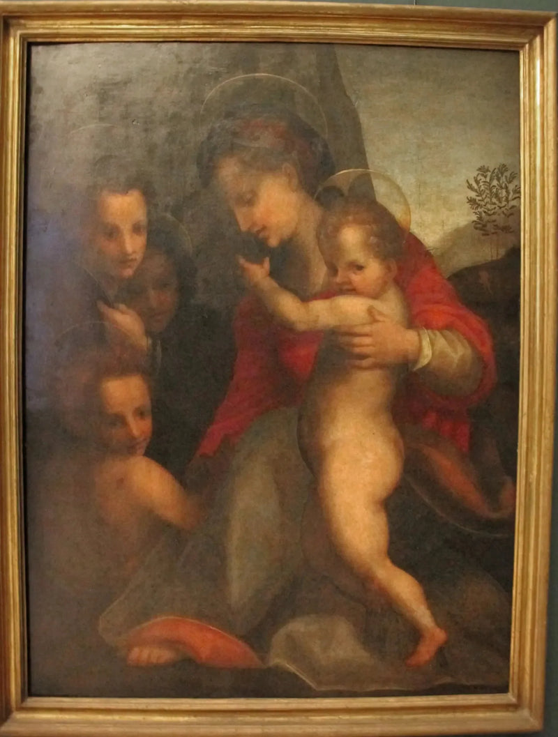 Die Jungfrau mit dem Kind, dem heiligen Johannes dem Täufer und Engeln - Andrea del Sarto