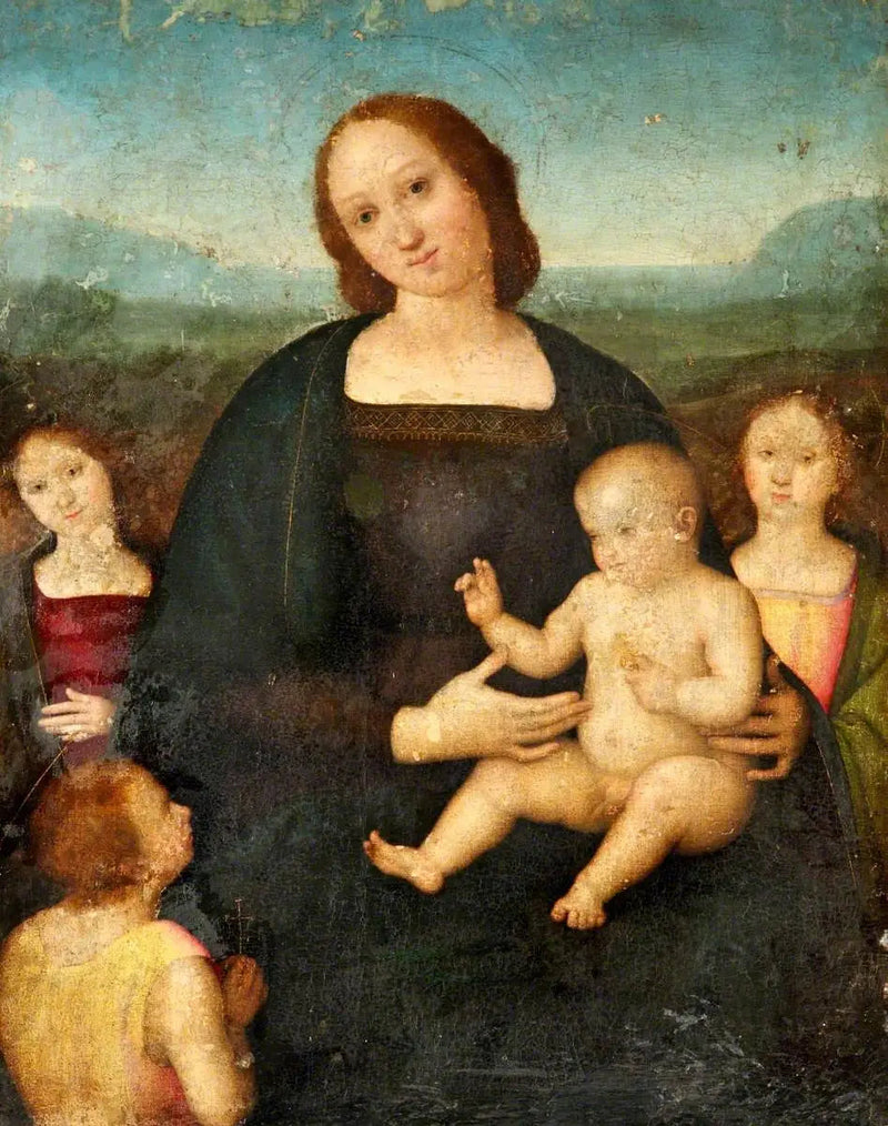 Die Jungfrau mit dem Kind, St. Johannes und zwei Engel - Pietro Perugino