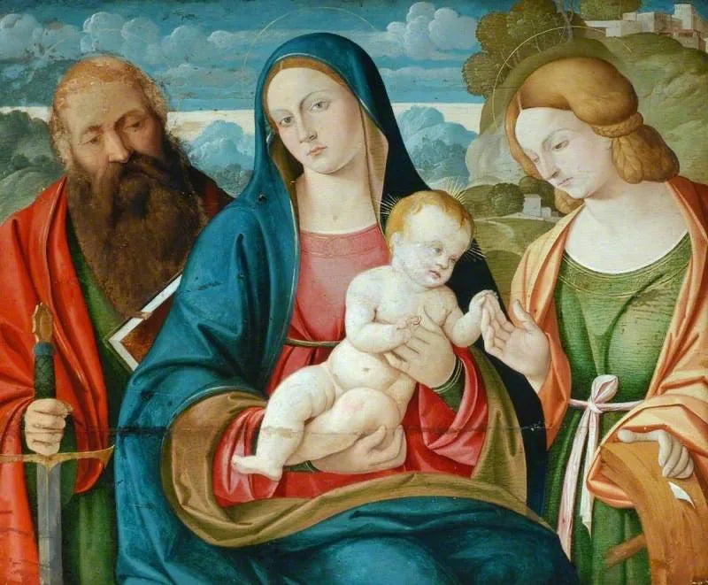 Die Jungfrau mit dem Kind mit Heiligen Paulus und Katharina - Giovanni Bellini