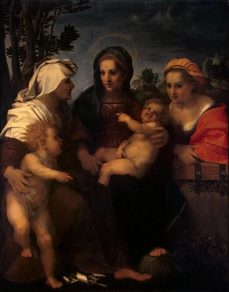 Die Jungfrau mit dem Kind mit der heiligen Katharina, der heiligen Elisabeth und dem heiligen Johannes dem Täufer - Andrea del Sarto