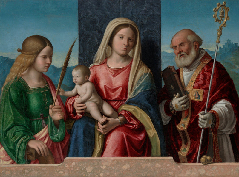 Die Jungfrau mit Kind mit Heilige Katharina und Heiligen Nikolaus - Cima da Conegliano