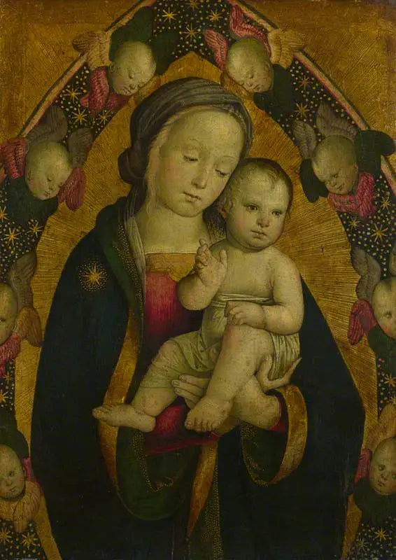 Die Jungfrau mit dem Kind in einer Mandorla mit Cherubinen - Pietro Perugino