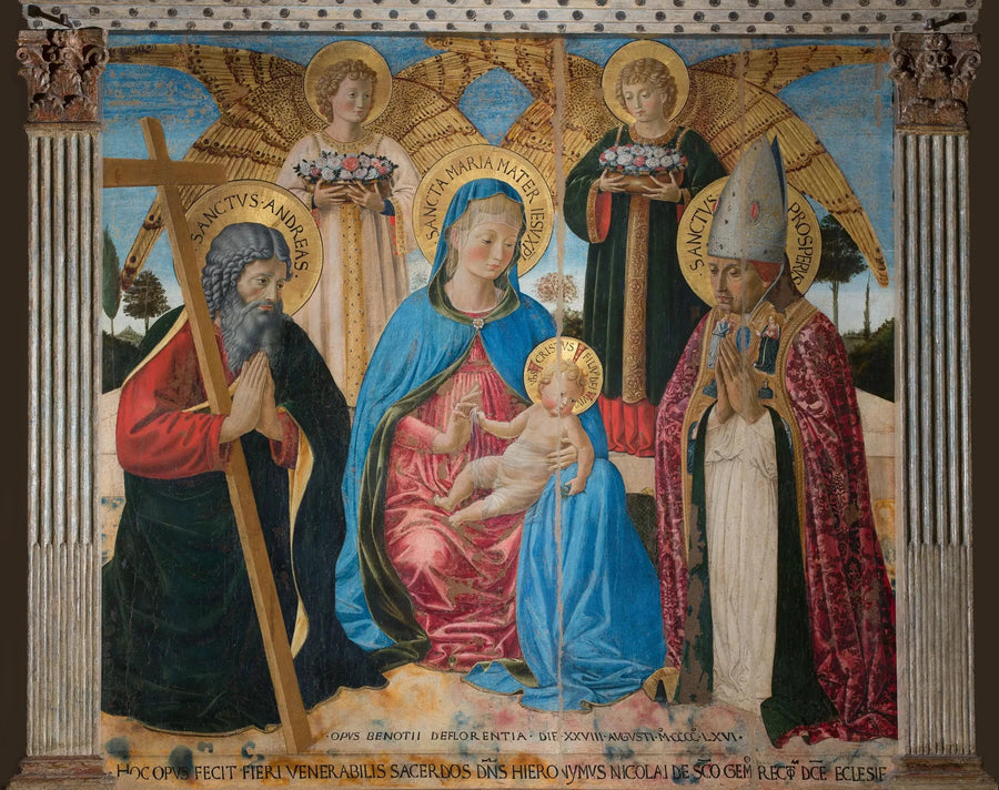 Die Jungfrau mit dem Kind zwischen Sankt Andreas und Sankt Prosper - Benozzo Gozzoli