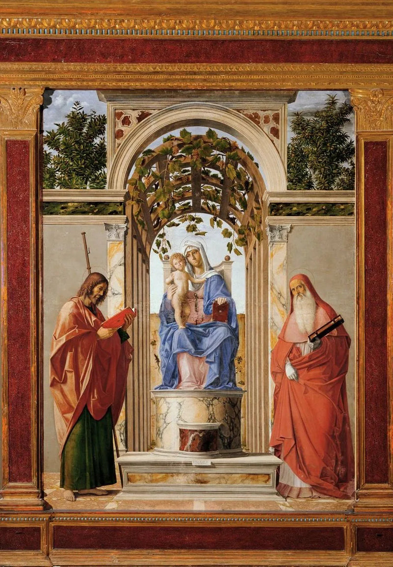 Die Jungfrau mit dem Kind, zwischen heiligem Hieronymus und heiligem Jakobus dem Apostel. - Cima da Conegliano