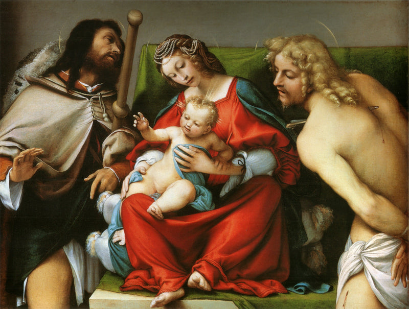 Die Jungfrau mit dem Kind und die Heiligen Rock und Sebastian - Lorenzo Lotto