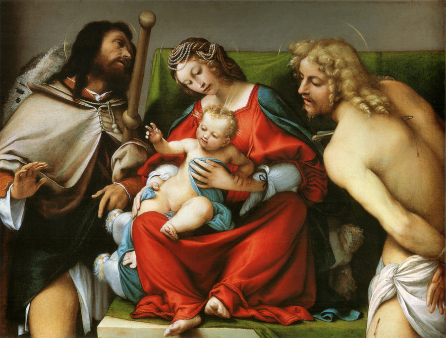 Die Jungfrau mit dem Kind und die Heiligen Rock und Sebastian - Lorenzo Lotto