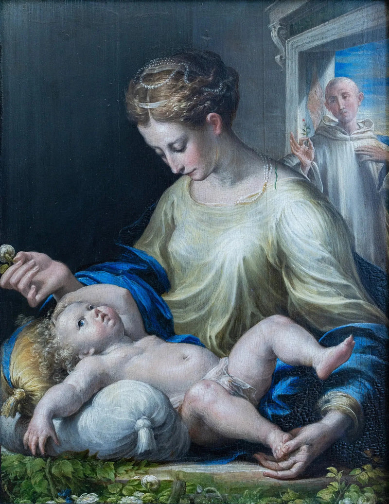Die Jungfrau mit dem Kind und ein Mönch - Parmigianino - Parmigianino