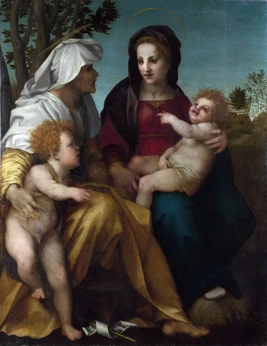 Die Jungfrau mit dem Kind, die heilige Elisabeth und der heilige Baptist - Andrea del Sarto
