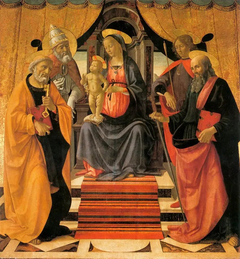 Die Jungfrau mit dem Kind thronend mit Heiligen - Domenico Ghirlandaio