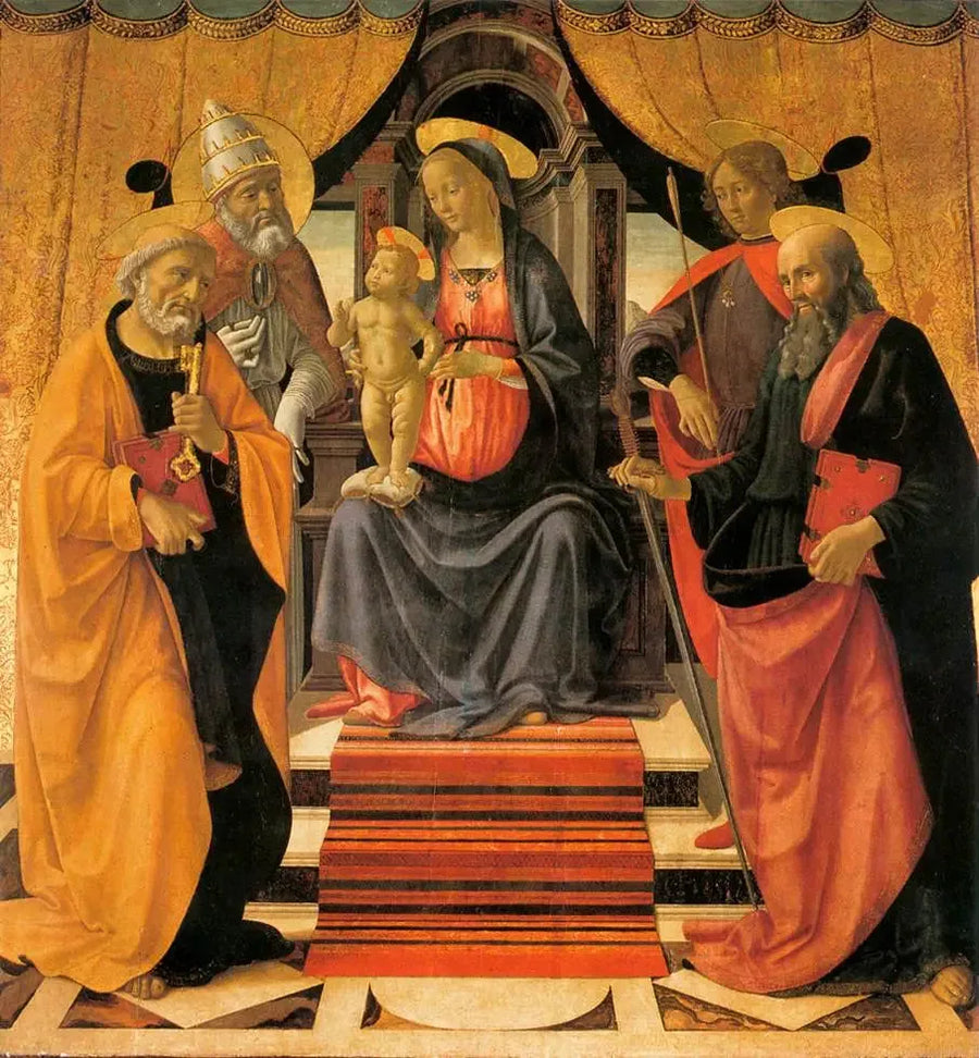 La Vierge à l'Enfant trônant avec des saints - Domenico Ghirlandaio image 1 copie de tableau peinte à la main