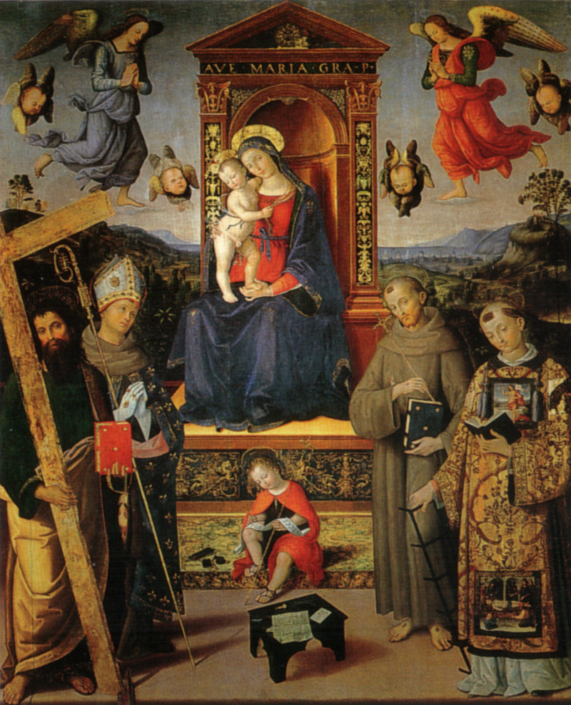 Die Jungfrau mit dem Kind thronend mit Heiligen - Pinturicchio