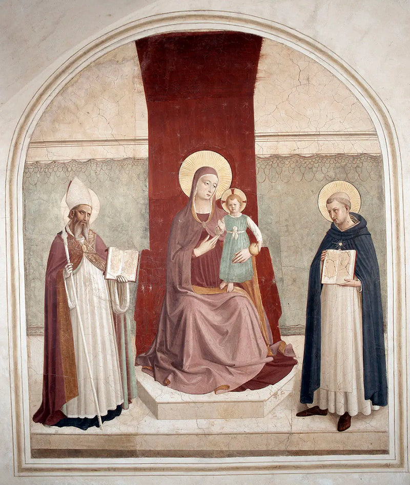 Die Jungfrau mit dem Kind mit Augustinus und Thomas - Fra Angelico