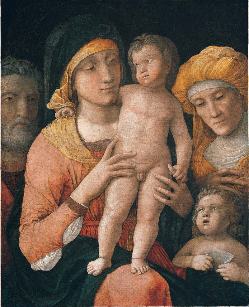 Die Jungfrau mit dem Kind und den Heiligen Josef, Elisabeth und Johannes dem Täufer - Andrea Mantegna