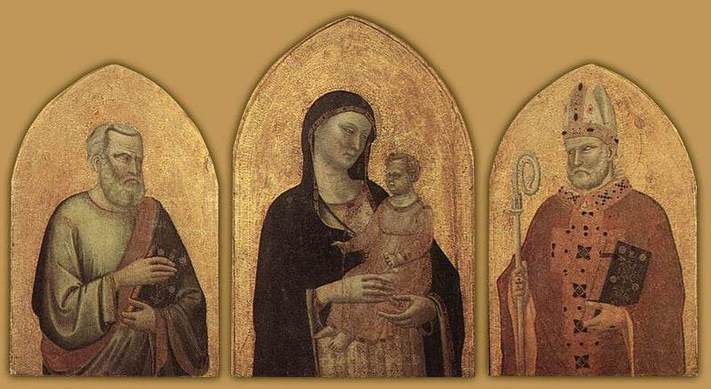 Die Jungfrau mit dem Kind mit St. Matthäus und St. Nikolaus - Bernardo Daddi