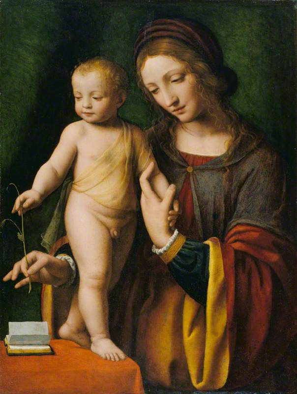 Die Jungfrau mit dem Kind und einer Akelei - Bernardino Luini