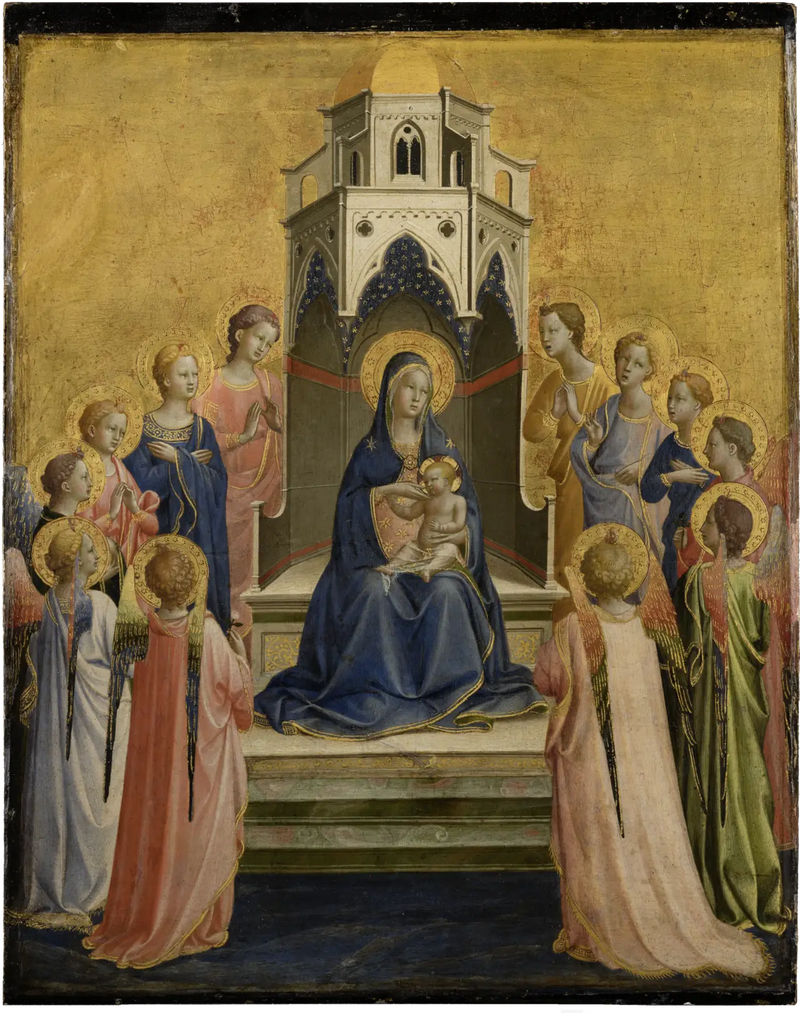 Die Jungfrau mit dem Kind auf dem Thron und zwölf Engeln - Fra Angelico