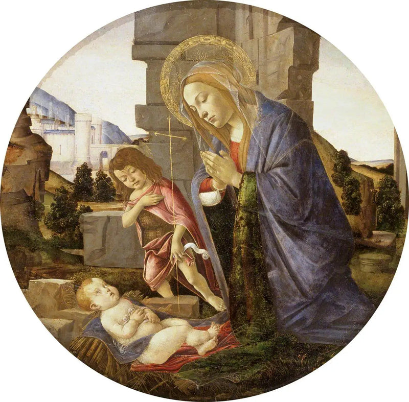 Die Jungfrau, die das Kind mit dem jungen Heiligen Johannes anbetet - Sandro Botticelli